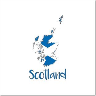 Scotland Saltire Map Typography Design Posters and Art